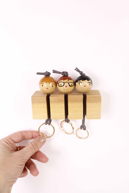 (image pour) Porte Clés Mural 3 Personnes Personnalisé